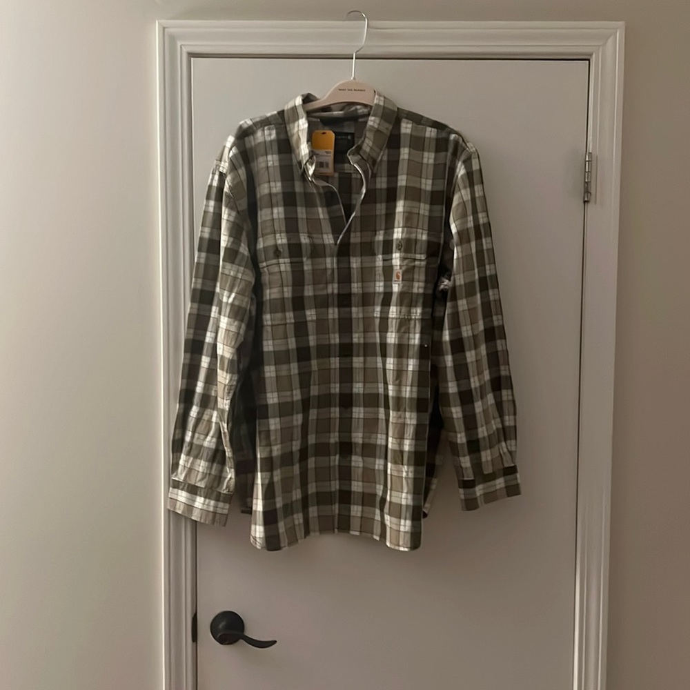 Carhartt Men’s Loose Fit Button Down Plaid Shirt